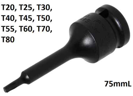 Bgs Technic Kracht dopsleutelbit (1/2) T-profiel (voor Torx) T20 - T80mm