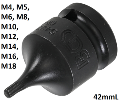 Kracht dopsleutelbit 12,5 mm (1/2) veeltand (voor XZN)