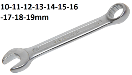 Bgs Technic Combinatie sleutels, extra kort 10 - 19mm