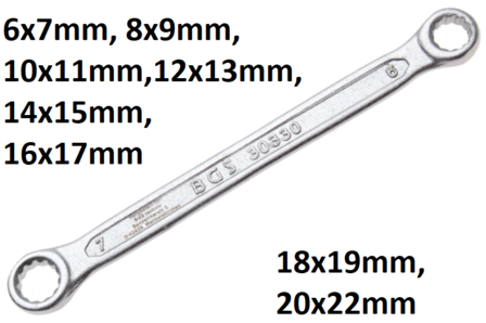 Bgs Technic Dubbele ringsleutel, extra plat 6x7 mm