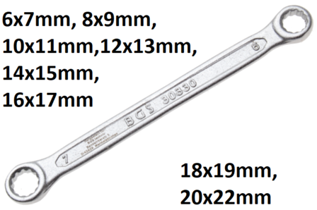 Bgs Technic Dubbele ringsleutel, extra plat