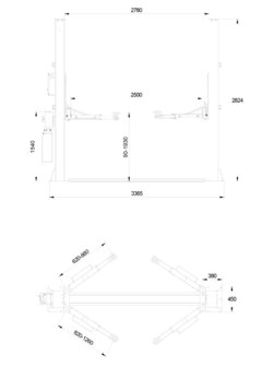 2-koloms hydraulische hefbrug 4t