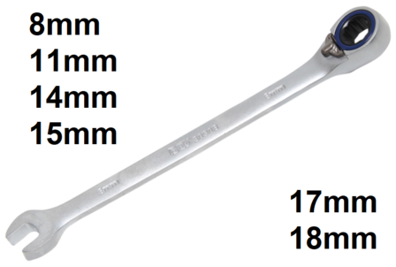 Bgs Technic Ratel Ring-steek sleutel 8 mm, omschakelbaar