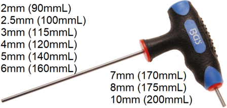 Bgs Technic Schroevendraaier met T-greep en zijlemmet inbus 2mm - 10mm