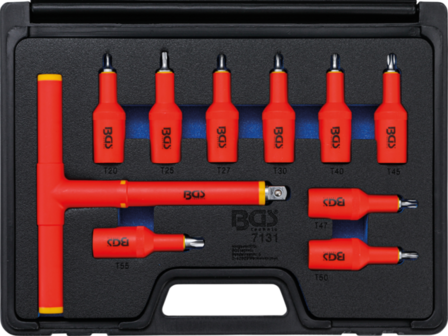 Bgs Technic VDE-dopsleutelbitset aandrijving binnenvierkant (1/2) T-profiel T20 - T55 10-dlg