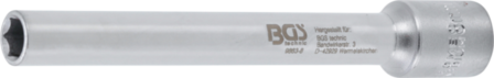 Bgs Technic Dopsleutel zeskant, extra diep aandrijf-binnenvierkant 10 mm (3/8) 8 mm