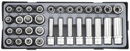 1/2 Doppenset Torx - Spline 32 delig