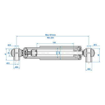 Schokdemper 900kg CC=250-380 set van 2 stuks