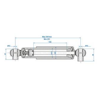 Schokdemper 900-1300kg CC=250-380 - set van 2 stuks