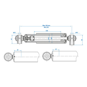 Schokdemper 1300-1800kg CC=250-380 set van 2 stuks