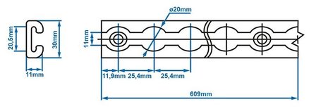 Stud fitting dubbel met bout 3/8&quot;