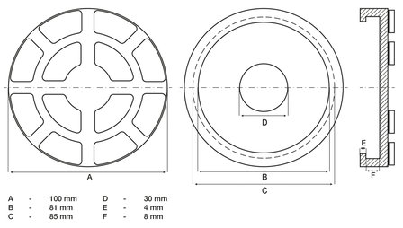 Rubberschijf voor hefplatforms diameter 100 mm