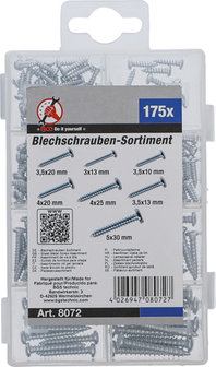 Bgs Technic Assortiment montage schroef, gleuf, 175 delig