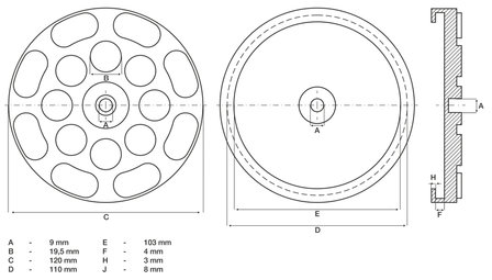 Rubberschijf voor hefplatforms diameter 120 mm