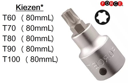 Torx bit doppen 3/4 T60-T100 (80mmL)