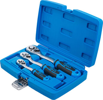 Ratelsleutel-set fijnvertand 6,3 mm (1/4), 10 mm (3/8), 12,5 mm (1/2) 3-dlg