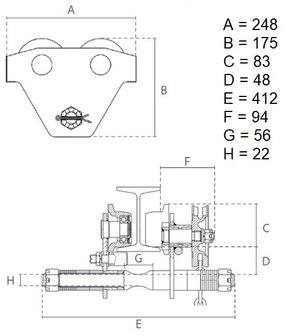 Kettingloopkat 1 ton 2,5 m bedieningshoogte