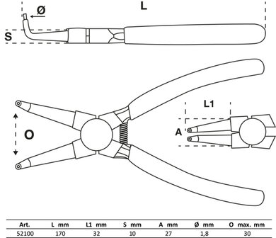 Borgringtangset 175 mm 4-dlg