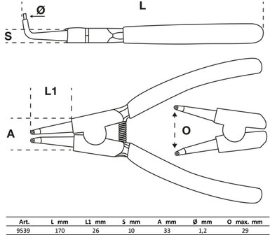 Bgs Technic Borgveertang 90&deg; voor buitenborgringen 165 mm