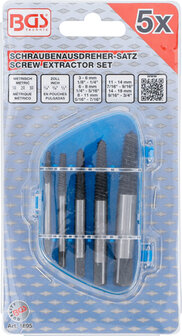 Bgs Technic 5-delige screw extractor set, maten 1-5