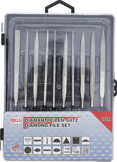 Bgs Technic Diamantgatvijlenset gebogen 140 x 3 mm 10-delig