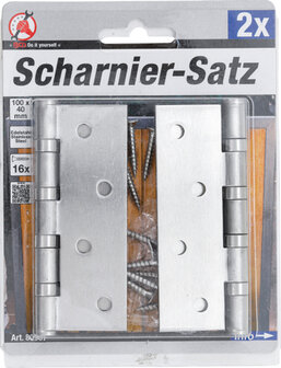 Scharnierset RVS 100 x 40 mm 2-dlg