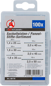 Voorzetplint- / Paneelstiften-assortiment 100-delig