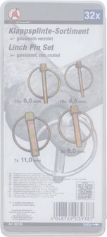 Assortiment ringborgpennen &Oslash; 4,5 - 11 mm 32-dlg