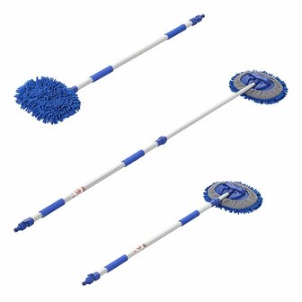 Wasborstel chenille microvezel telescopische steel 1,65 m blauw