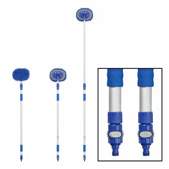 Wasborstel chenille microvezel telescopische steel 2,5 m blauw