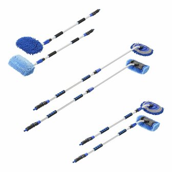 Wasborstel telescopische steel 1,90 m met chenille microvezel en 3D wasborstelkop