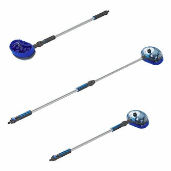 Wasborstel telescopische steel 1,21-1,91m met roterende borstelkop