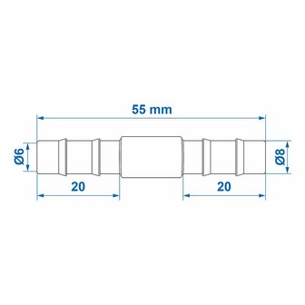 Slangtule recht 8mm per stuk