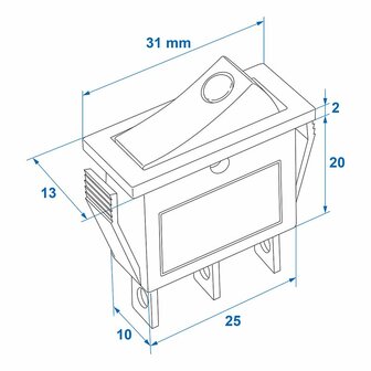 Wipschakelaar LED blauw 12V 24V-max. 10A