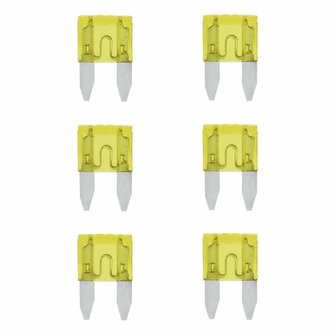 Steekzekeringen mini 20A geel 6 stuks in blister