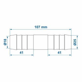 Slangtule recht 25mm per stuk