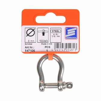 Harpsluiting kort 6mm, A4 RVS AISI 316, 1.500 daN