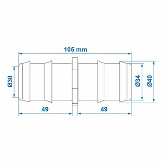 Slangtule recht 40mm per stuk