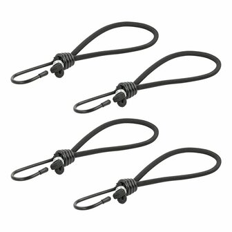 Tentspanner elastisch zwart met haak 4 stuks in blister