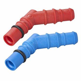 Slangtules met O-ring voor 10/12 mm slangen rood + blauw in blister
