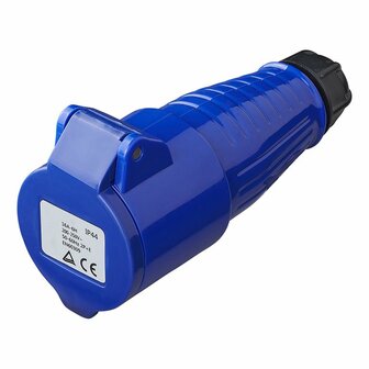 CEE contrastekker 16A vaste behuizing blauw