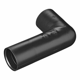 Afvoerbuis hoekstuk  dia 28 mm 90 ongelijkbenig PE zwart in blister