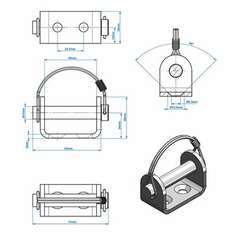 Klepscharnierhouder 12mm SPP UZ-02A V.1