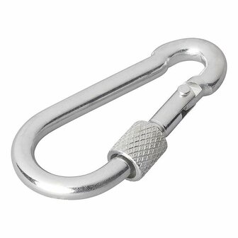 Karabijnhaak metaal 6x60mm met schroefsluiting 2 stuks in blister