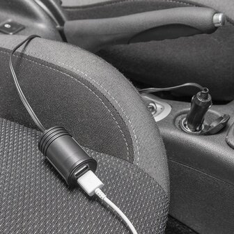 Verlengkabel 1M met USB lader 2-weg type A 12V/24V