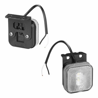 Markeringslamp 12/24V wit 65 x 65 mm LED met houder