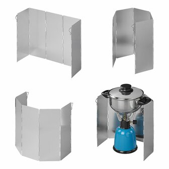 Kookwindscherm 5-delig aluminium vouwbaar 49 x 26 cm