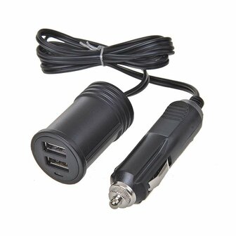 Verlengkabel 1M met USB lader 2-weg type A 12V/24V in blister
