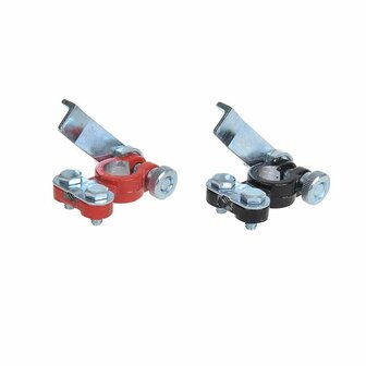 Accupoolklemmen set (+) en (-) met snelsluiting rood/zwart in blister