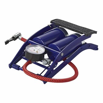 Voetpomp dubbele cilinder met manometer